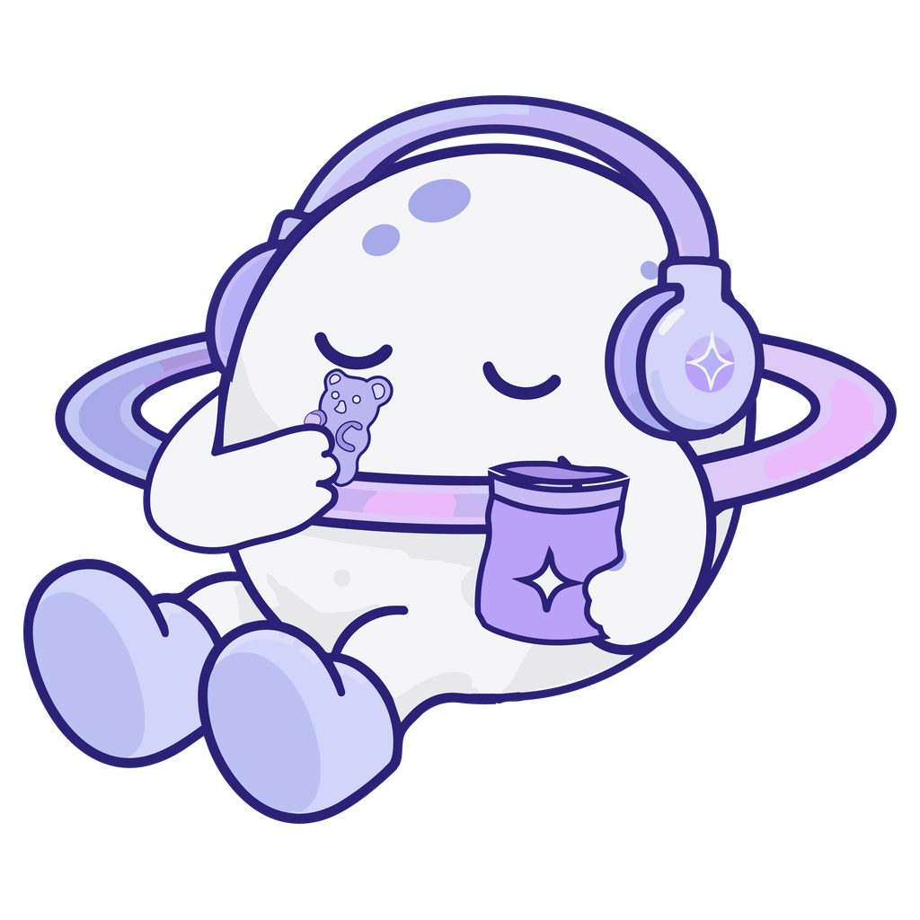 Cosmic Guy, la mascota de Cosmo Gums, con su bolsa de gomitas